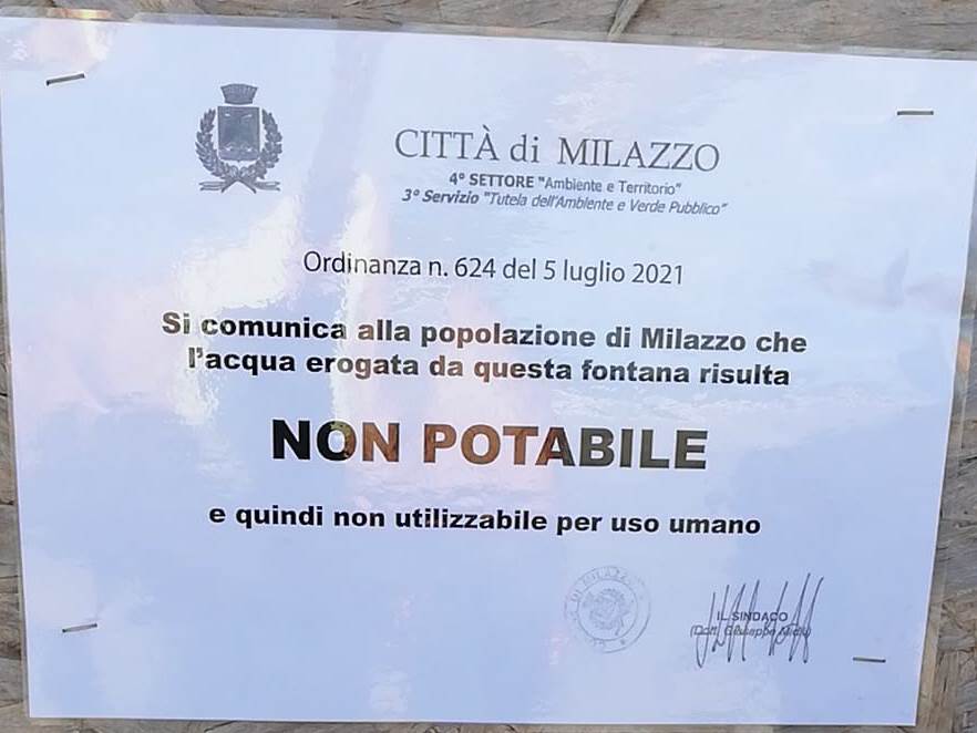 Falso avviso di acqua non potabile su fontanella al Tono, il sindaco di Milazzo presenta denuncia
